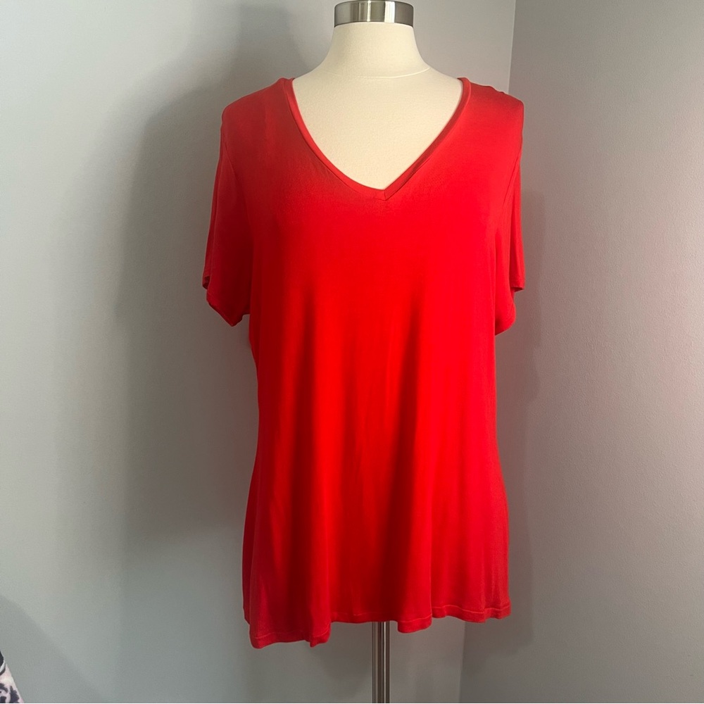 Apt. 9 Essentials XL Red Lightweight V-Neck Short Sleeve T-Shirt Tee Tunic Top